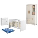 Ver imagem 1 de Guarda Roupa Flocos com Cômoda Life Berço Americano Soft Branco Acetinado Colchão Ortobom - Tigus
