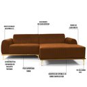 Ver imagem 5 de Sofá 255cm 4 Lugares Chaise Direito Pés Gold B-262 Telha