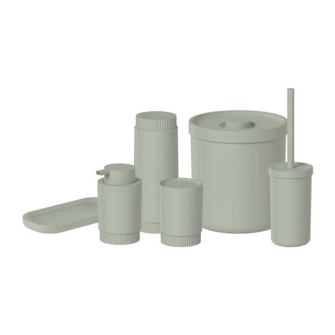 Kit Banheiro Completo ou 6 Peças Linha Dórica com Lixeira - Verde Salvia