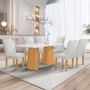Ver imagem 1 de Conjunto Sala de Jantar Stella 6 Lugares Tampo em Vidro com Cadeiras em Veludo 170cm Cel Móveis