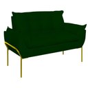 Ver imagem 4 de Sofá Namoradeira Base Metal Dourada Reforçada Tecido Suede Cor:verde