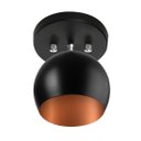 Ver imagem 1 de Lustre Plafon Bola 15 cm Redonda Preto com Cobre
