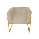 Ver imagem 3 de Kit 10 Poltronas Decorativa Sala de Estar Base de Ferro Dourada Veludo Bege