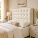 Ver imagem 2 de Cabeceira Ana Estofada Corino Modena p/ Cama Box Casal King 195cm Quarto