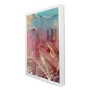 Ver imagem 1 de Quadro Decorativo Caixa Alta com Vidro Abstrato Mármore Rosa e Azul Perolado TaColado Moldura Branca