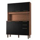 Ver imagem 1 de Armário de Cozinha Completa Compacta 6 Portas 2 Gavetas 1,20m Pop Nature / Preto Zanzini
