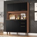 Ver imagem 3 de Armário de Cozinha Completa Compacta 6 Portas 2 Gavetas 1,20m Pop Nature / Preto Zanzini