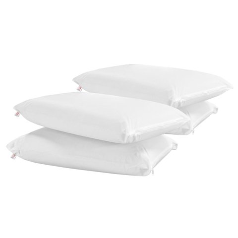 Kit 4 Capas Protetoras De Travesseiro Impermeável Zíper Antiácaro Não Faz Barulho