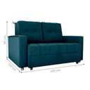 Ver imagem 2 de Sofá-Cama Verona Azul em Veludo Maserati 140cm para Sala Quarto com Rodízios