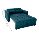 Ver imagem 3 de Sofá-Cama Verona Azul em Veludo Maserati 140cm para Sala Quarto com Rodízios