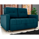Ver imagem 1 de Sofá-Cama Verona Azul em Veludo Maserati 140cm para Sala Quarto com Rodízios