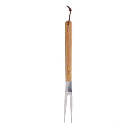 Garfo para Churrasco Aço Inox e Cabo Bambu 38 Cm Lyor