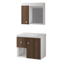 Ver imagem 3 de Gabinete Suspenso 56cm com Lavatório e Espelheira Joy Marrom/Branco/Ameixa
