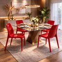 Ver imagem 2 de Kit 4 Cadeiras Plásticas Tramontina Vermelho Sala Cozinha Summa Alice Área Gourmet
