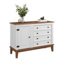 Ver imagem 2 de Conjunto Guarda-roupa Rústico 4 P e 2 G e Cômoda 4 G + 1 P de Madeira Maciça e Mdf Branco