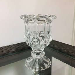Castiçal Taça de Vidro Cilindro Relevo Luxo 13x8cm - 2