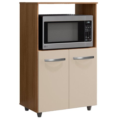 Balcão Multiuso para Cozinha Micro-Ondas 2 Portas Taiane Savana/Off White