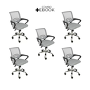 Ver imagem 3 de Kit 5 Cadeiras de Escritório Begonia Mesh Ergonômico Cinza + E-book
