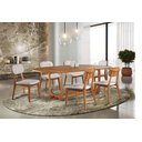 Ver imagem 1 de Conjunto Sala de Jantar 6 Lugares Alice Mesa e Cadeiras Organicas Madeira Maciça Linho Cinza Prata
