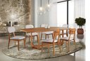 Ver imagem 1 de Conjunto Sala de Jantar 6 Lugares Alice Mesa e Cadeiras Organicas Madeira Maciça Linho Cinza Prata