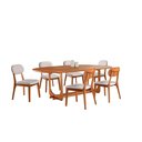 Ver imagem 2 de Conjunto Sala de Jantar 6 Lugares Alice Mesa e Cadeiras Organicas Madeira Maciça Linho Cinza Prata