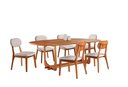 Ver imagem 2 de Conjunto Sala de Jantar 6 Lugares Alice Mesa e Cadeiras Organicas Madeira Maciça Linho Cinza Prata