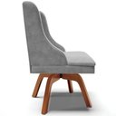 Ver imagem 2 de Kit 6 Cadeiras Decorativas Sala de Jantar Base Giratória de Madeira Firenze Suede Cinza/natural G19
