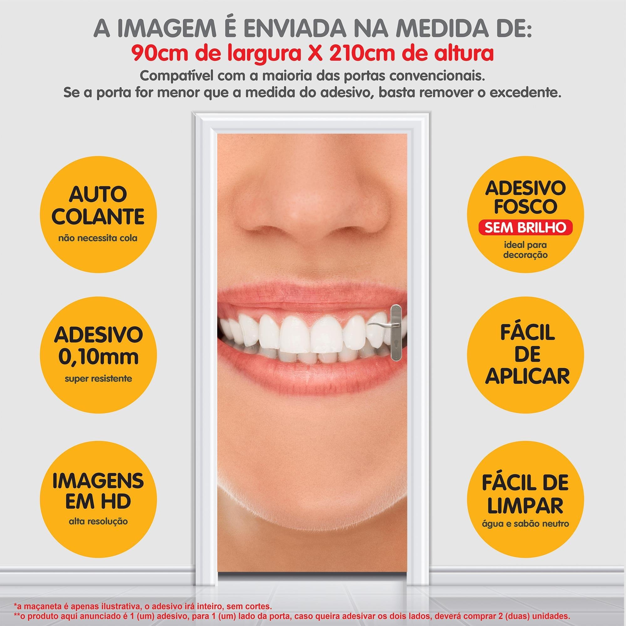 Adesivo Decorativo Porta Consultório Dentista Sorriso - 5