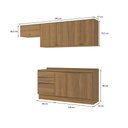 Ver imagem 3 de Armário de Cozinha Completa 100% Mdf 260cm Nogueira Celeste Kappesberg