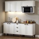 Ver imagem 1 de Cozinha Completa Illuminata 8 Portas 3 Gavetas MDF 200cm Branco Genialflex Móveis