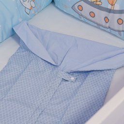 Porta Bebê Saco de Dormir Percal e Tricoline com Zíper Azul Coleção Hipopótamo Provençal - 3 Porta Bebê Saco de Dormir Percal e Tricoline com Zíper Azul Coleção Hipopótamo Provençal - 3