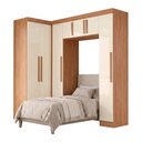 Ver imagem 1 de Guarda Roupas Modulado Closet de Canto Quarto Completo 7 Portas Espaço Cama Solteiro 0,88m Madrid