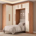Ver imagem 2 de Guarda Roupas Modulado Closet de Canto Quarto Completo 7 Portas Espaço Cama Solteiro 0,88m Madrid