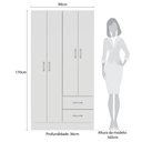 Ver imagem 4 de Guarda-Roupa Solteiro Panamá 170cm 4 Portas 2 Gavetas Branco - Fellicci Móveis