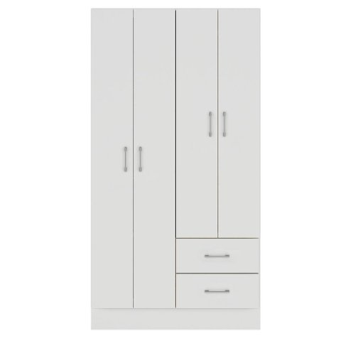 Guarda Roupa Solteiro 4 Portas 2 Gavetas Panama 170cm Rp4020 Cor Branco - Fellicci Móveis