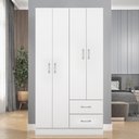 Ver imagem 2 de Guarda Roupa Solteiro 4 Portas 2 Gavetas Panama 170cm Rp4020 Cor Branco - Fellicci Móveis