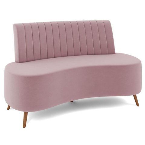 Sofá 2 Lugares para Sala Living 160cm Pés Palito Tamar K04 Veludo Rosê - Mpozenato
