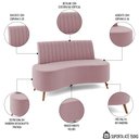 Ver imagem 3 de Sofá 2 Lugares para Sala Living 160cm Pés Palito Tamar K04 Veludo Rosê - Mpozenato