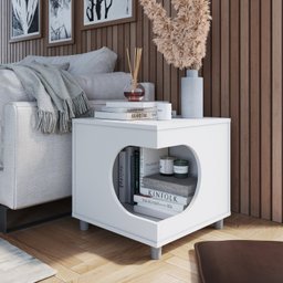 Mesa Lateral com Nicho para Pet Almofada em Corino  - 1