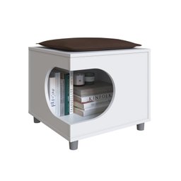 Mesa Lateral com Nicho para Pet Almofada em Corino  - 3