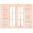Ver imagem 3 de Janela de Correr 6 Folhas Veneziana de Madeira Eucalipto Reto Batentes de 14 cm - 1.40 L X1.20 a