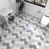 Adesivo Vinilico Lavavel para Piso Texturizado Hexágono Cinza - 4