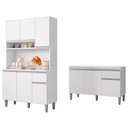 Ver imagem 1 de Cozinha Compacta Márcia e Balcão Gabinete com Tampo Tatiane 120cm Branco - Ajl Móveis