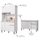 Ver imagem 3 de Cozinha Compacta Márcia e Balcão Gabinete com Tampo Tatiane 120cm Branco - Ajl Móveis