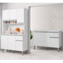 Ver imagem 2 de Cozinha Compacta Márcia e Balcão Gabinete com Tampo Tatiane 120cm Branco - Ajl Móveis