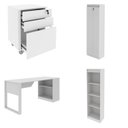 Ver imagem 2 de Conjunto Escritório 5 Peças com 1 Escrivaninhas, 1 Gaveteiro, 1 Estante e 2 Armários Multiuso Branco