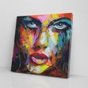 Ver imagem 2 de Quadro Mulher Pintura Colorido Pinceladas Canvas 80x80cm