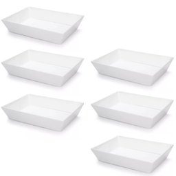 Kit 6 Travessa Retangular 2,2l Branca Servir a Mesa Salada Sobremesa Risoto Coza - 1