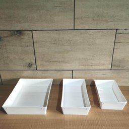 Kit 6 Travessa Retangular 2,2l Branca Servir a Mesa Salada Sobremesa Risoto Coza - 6