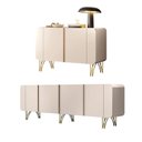 Ver imagem 6 de Conjunto Buffets Sala de Estar Benvenuto-Saluti Moderno 2 e 4 Portas MDF-MDP Off White Gran Belo